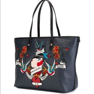Love Moschino Burgundy New leather Tattoo Tote
